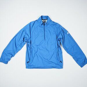 Adidas ClimaProof Wind Pullover Jacket Blue Quarter Zip Golf Rain Top Size M